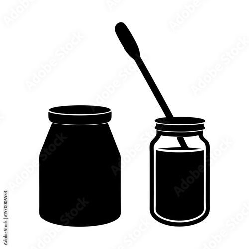 Graphic jars with liquid and spoon vector clip art design silhouette