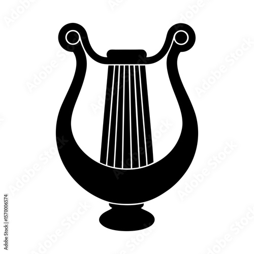 Lyre stringed harp musical instrument classical illustration silhouette