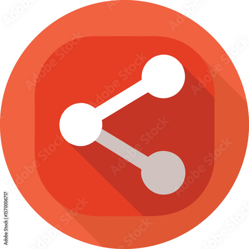 Share Icon in Red: The clean, modern design of a vibrant share icon, rendered in striking red with a subtle shadow, offering a visual cue for instant connection and sharing.