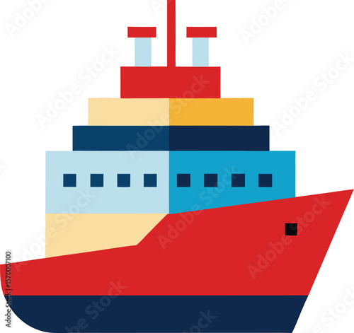 Cruising the High Seas: A vibrantly colored illustration of a passenger ship, ready to sail into the open ocean, symbolizing adventure, exploration, and the freedom of travel.