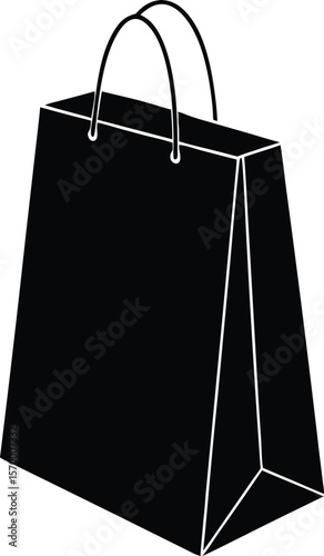 Shopping Bag Icon: A simple and elegant shopping bag graphic, perfect for representing retail, commerce, or any transaction related concept.