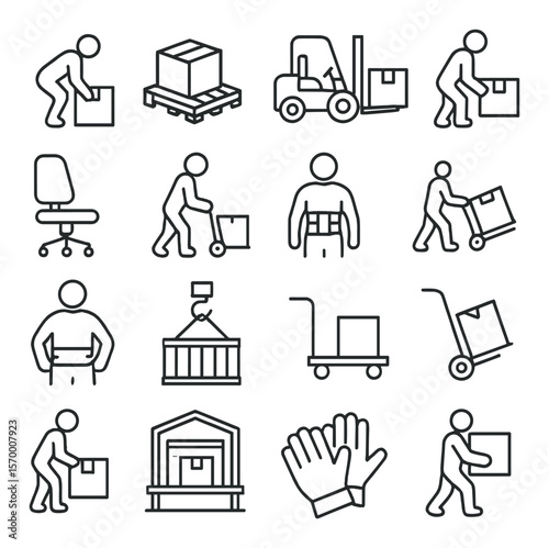 Safety and protection collection, workplace hazard symbols. industrial safety icons set