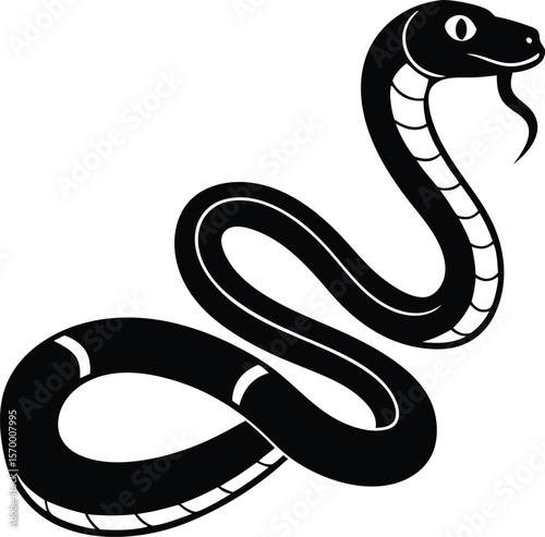 Cartoonish Snake: A sleek cartoon snake with glossy black scales winds its way across, its tongue flicking mischievously as it adds a touch of playful danger to design.