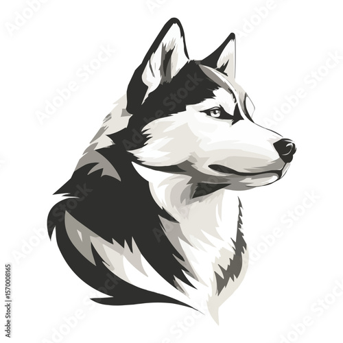Elegant Siberian Husky Profile in Monochrome Ink