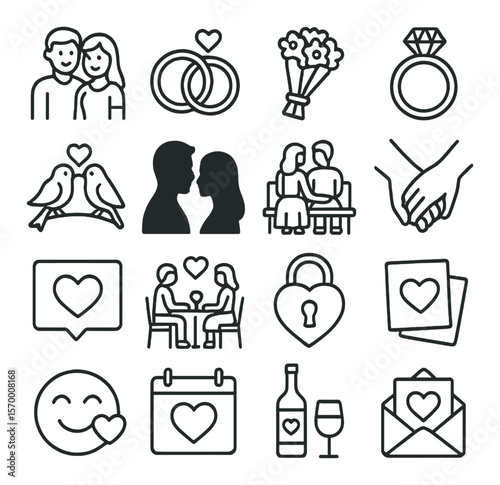 Eternal love symbols collection, romantic design icons. couple and relationship set