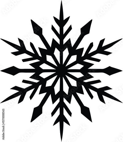 Celestial Symphony: A stunning monochrome snowflake radiates intricate symmetry and delicate ice crystals, a beautiful emblem of the crisp winter season. 