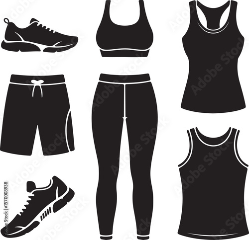 Workout Clothes Athletic Wear Icons - Sports Apparel Graphics