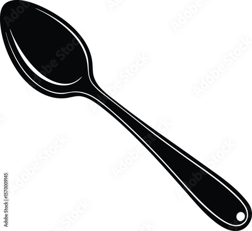 Spoon's Silhouette: A sleek, minimalist silhouette of a spoon, its smooth lines and classic design reflecting simplicity and utility. 