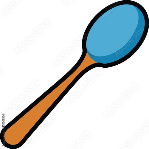 Elegant Spoon: A close-up of a well-crafted spoon with a light brown handle and a blue spoon part, perfect for culinary delights, evoking the essence of mealtime.