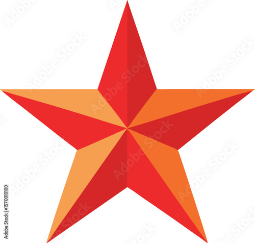 Red Five-Pointed Star: A vibrant, five-pointed star, rendered in shades of red and orange, provides a striking symbol of achievement, leadership, or patriotism.