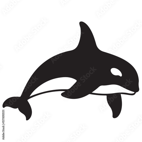 Minimal Silhouette Orca Logo Vector Illustration – Flat Design Black Killer Whale Icon Isolated on White Background – Simple, Clean, Editable Marine Animal Graphic for Ocean, Wildlife, and Nature Bran
