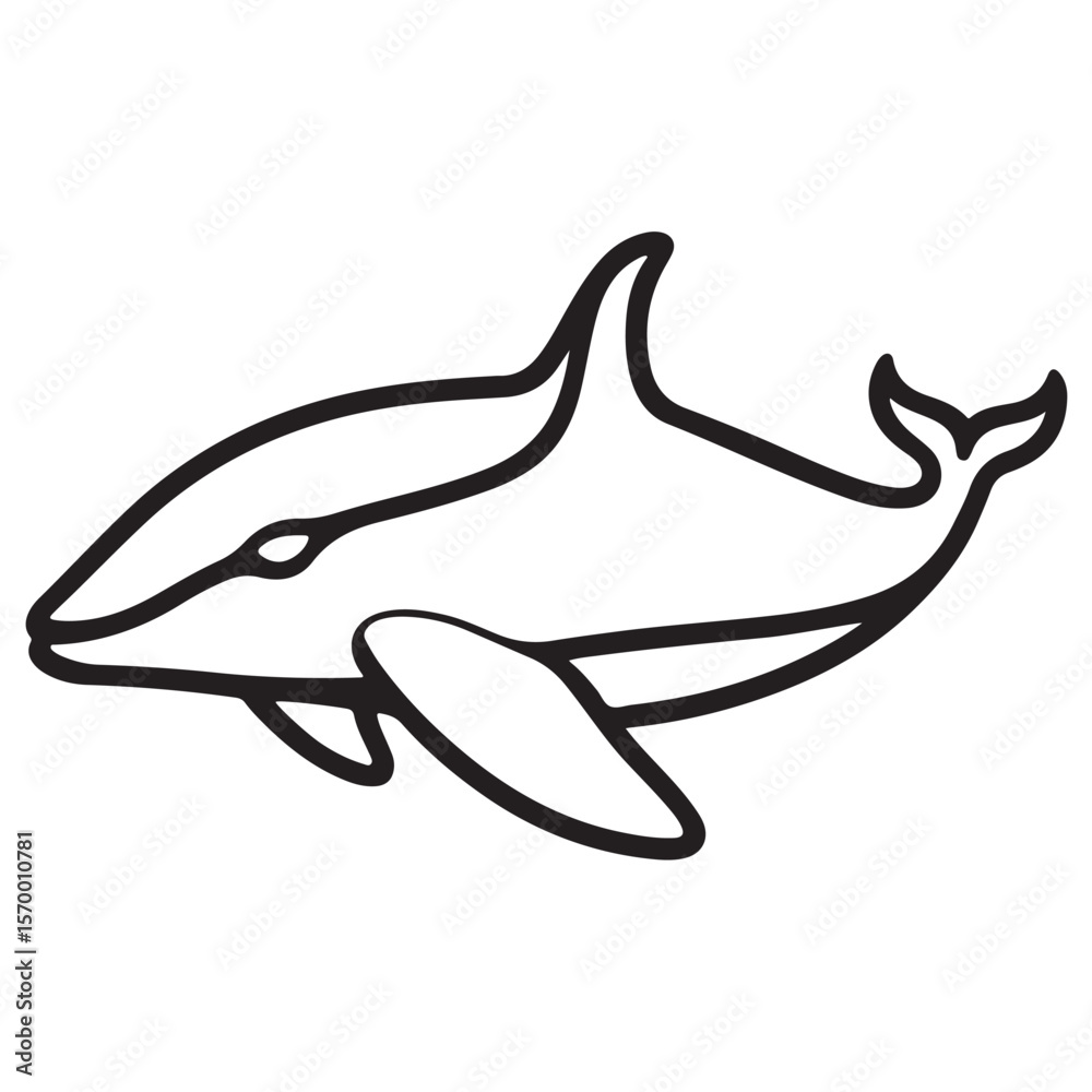 Obraz premium Minimal Silhouette Orca Logo Vector Illustration – Flat Design Black Killer Whale Icon Isolated on White Background – Simple, Clean, Editable Marine Animal Graphic for Ocean, Wildlife, and Nature Bran