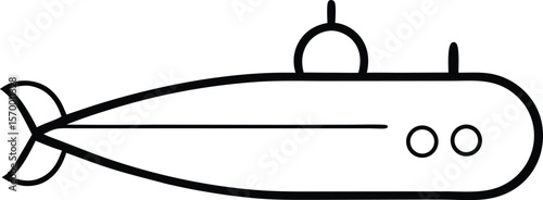 Submarine Icon: A sleek line-art illustration of a submarine, rendered in a minimalist style. the design emphasizes the essence of underwater navigation.