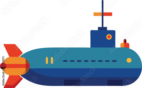 Submarine Illustration: A stylized illustration of a submarine navigating the depths of the ocean, rendered in a clean, modern style, perfect for adding a touch of maritime charm to any project.