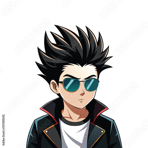Stylish Anime Cartoon Character in Black Jacket