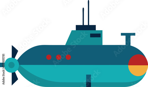 Submarine Illustration: A stylized submarine illustration, depicting a marvel of marine engineering, gracefully navigating the deep, the image perfect for educational or nautical themes.