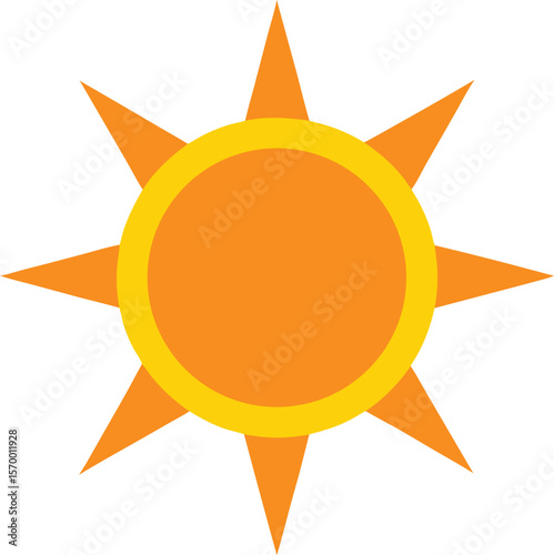 Orange Sunburst Icon: A vibrant orange sunburst icon radiates energy with its geometric design and warm color palette, perfect for conveying positivity and vitality.