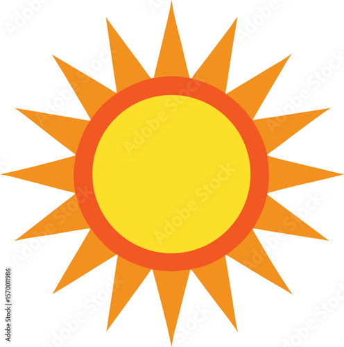 Radiant Sun: A vibrant depiction of the sun, radiating warmth and energy, evoking feelings of positivity and brightness.