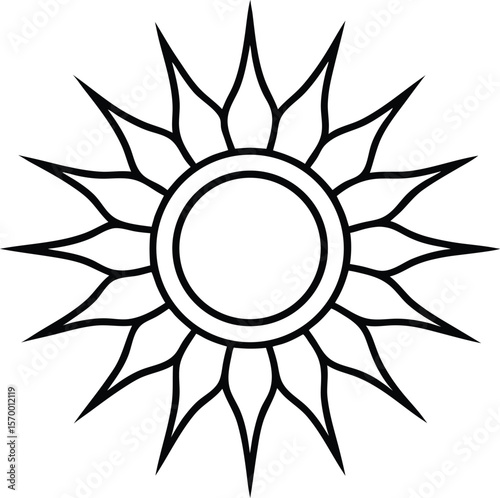 Shining Brilliance: A graphic representation of the radiant sun, illustrated with intricate detail to capture its powerful essence, showcasing its warmth, energy, and life-giving properties.