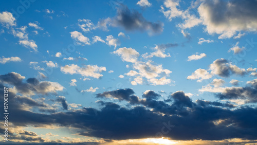 Beautiful sunset sky with amazing colorful clouds