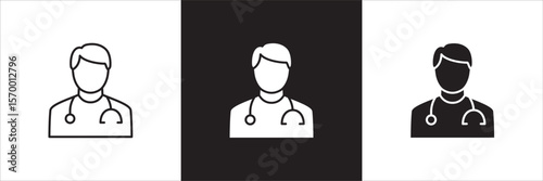 Male doctor icon. Male nurse medical staff icon. Healthcare symbol. Icon symbol compatible for medic consultation, surgeon, nurse, physician, health care. Vector illustration