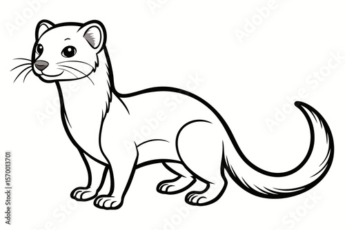 coloring page line art the weasel black vector