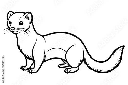 coloring page line art the weasel black vector