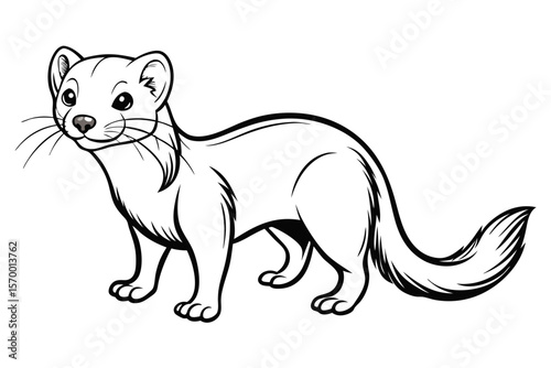 coloring page line art the weasel black vector