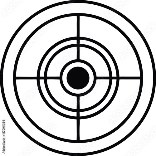 Target Focus: A simple yet striking illustration of a target, its concentric circles and crosshairs converging towards a central point of focus. An emblem of precision and direction.