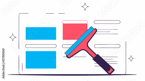 Vector design of squeegee tool for cleaning windows and surfaces