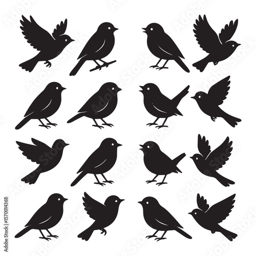 Elegant Flock of Birds Silhouettes – Unique High-Quality Vector Set