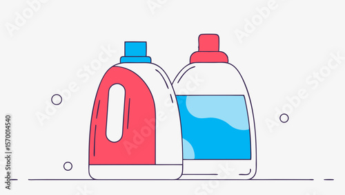 Vector design of liquid detergent bottles for home cleaning and commercial use