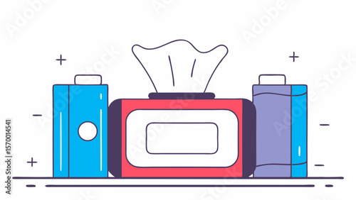Vector design of cleaning products including wipes and liquids for domestic and commercial use