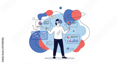 Innovative virtual reality technology enhancing user experience through interactive digital environments and data visualization