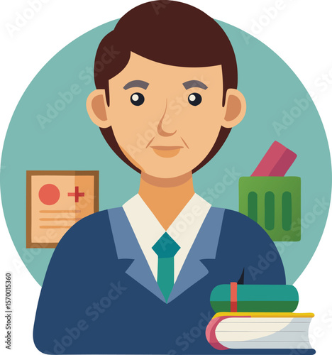 Medical Professional: A skilled medical professional stands ready, with subtle hints of medical tools and knowledge. Capturing both compassion and care with a calming atmosphere.