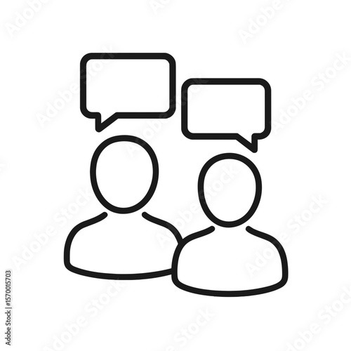 Two people communicating with speech bubbles in minimalist style. one-to-one meeting 