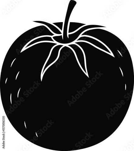 Silhouette Tomato: A captivating silhouette of a ripe, juicy tomato, its smooth form and intricate details a testament to natural form and culinary delight.