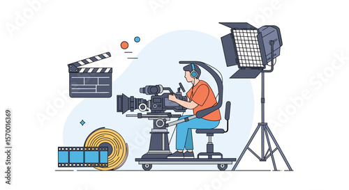 Filmmaking production and cinematography equipment setup for movie creation and visual storytelling