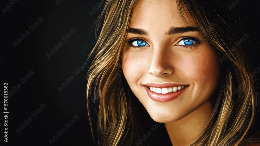 Obraz premium Portrait of a beautiful young woman with blue eyes and a charming smile