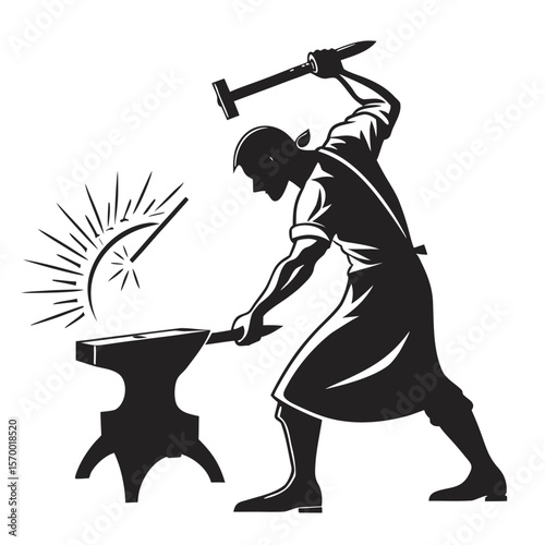 vector illustration of a man playing guitar shilhoutte on white background 