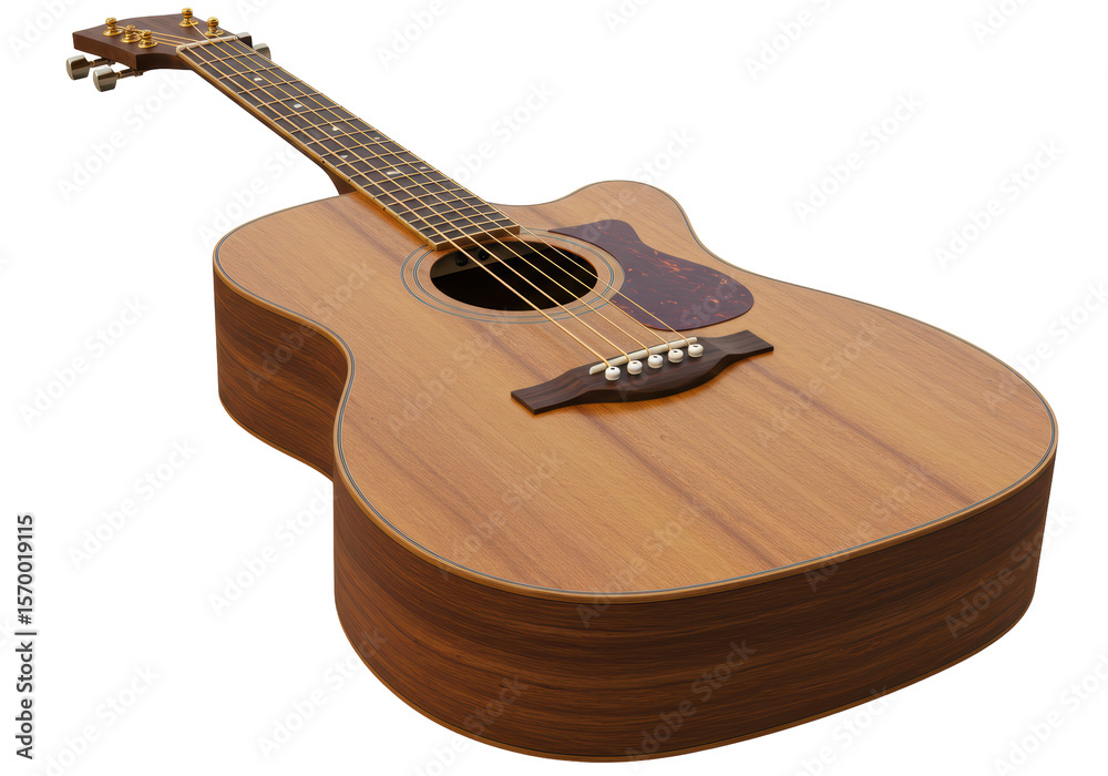 Fototapeta premium Isolated Acoustic Guitar with Natural Wood Finish