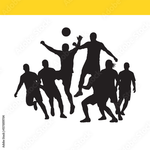 Dynamic Soccer Action Silhouettes of Players in Intense Gameplay