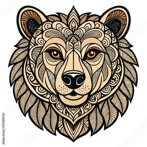 Tribal lion head vector illustration is perfect for powerful wild animal tattoo designs