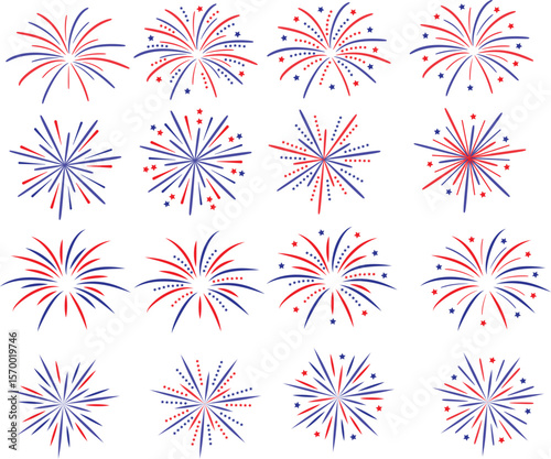 Set of Fireworks for Decoration
