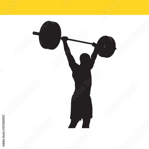 Powerful Silhouette of Weightlifter Strength, Power, and Fitness