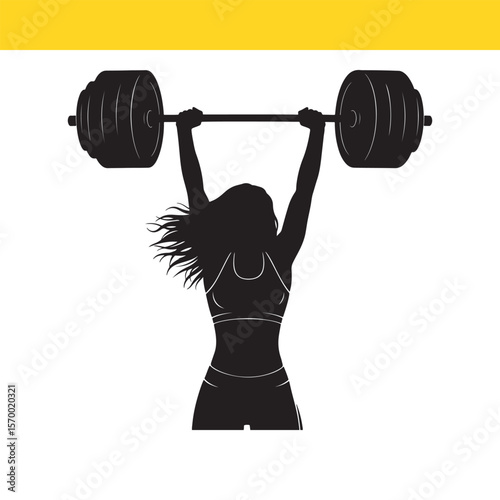 Strong Woman Weightlifting Silhouette of Female Power and Fitness