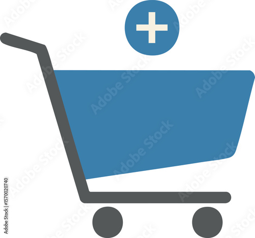 Shopping cart icon for e-commerce, online store, and retail. Flat vector graphic.