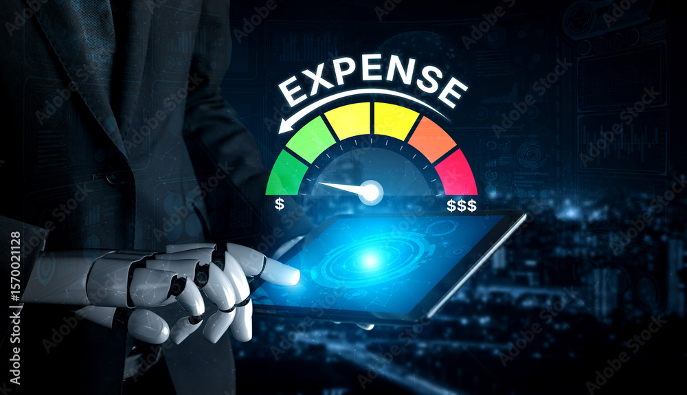 Obraz premium AI helps track expense and cost data, monitor financial activity, and optimize spending for budgeting and financial control Vouch