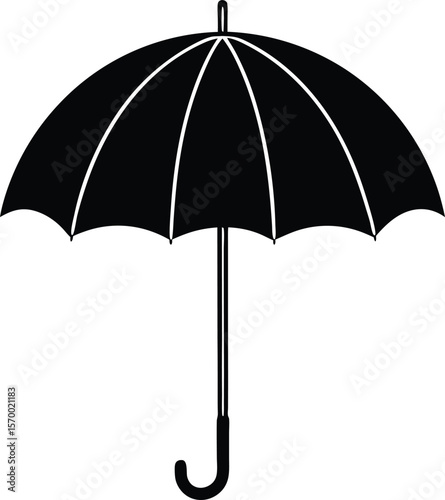 Black Umbrella Silhouette: Simple, clean, and evocative, this silhouette of an umbrella conveys a sense of protection from the elements. A classic design for any purpose.