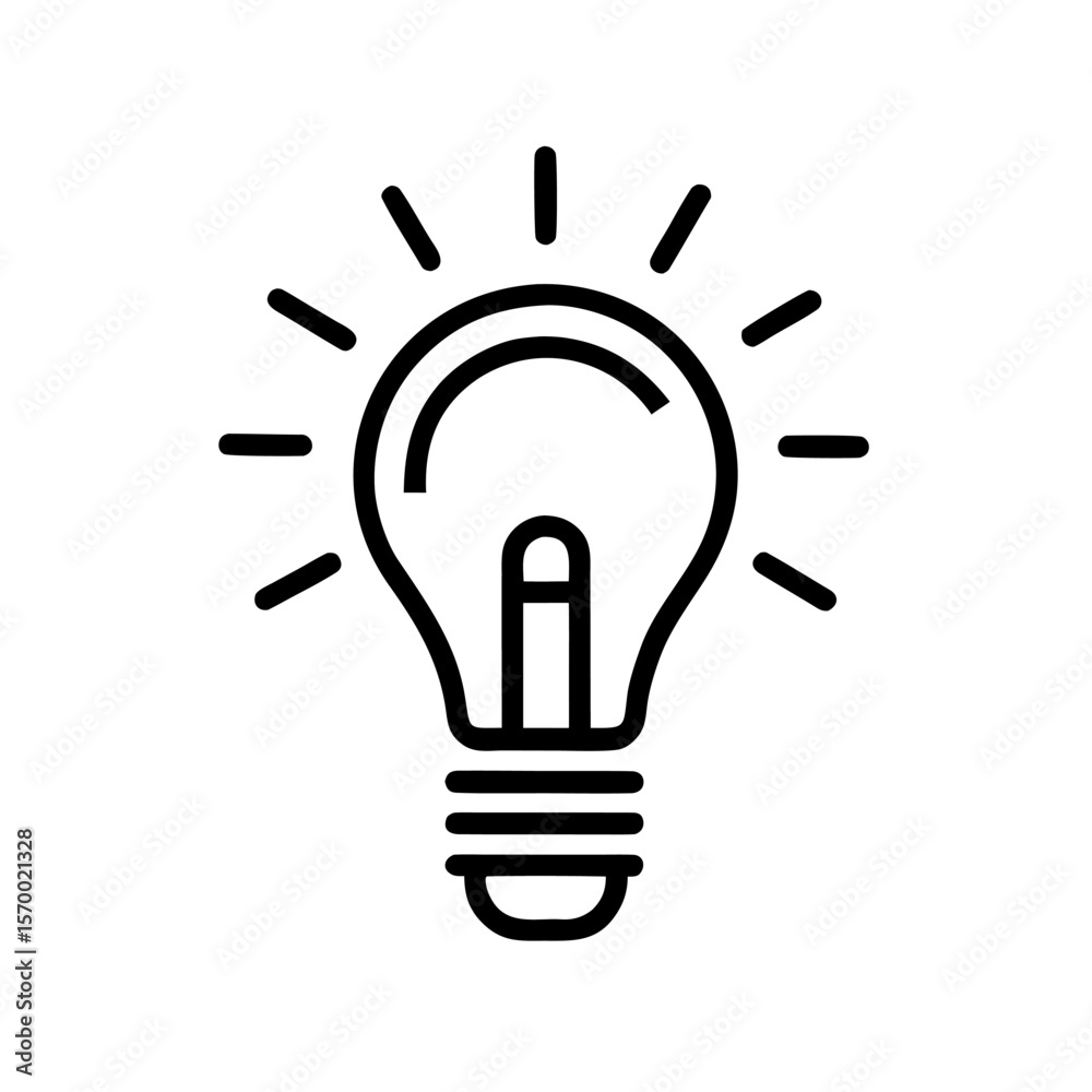 Bright Idea Light Bulb Icon, Innovation Concept Bright Idea Light Bulb Icon, Innovation Concept
